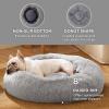 imageBedsure Calming Cat Beds for Indoor Cats  Small Cat Bed Washable 20 inches AntiSlip Round Fluffy Plush Faux Fur Pet Bed Fits up to 15 lbs Pets Aqua BluePale Grey