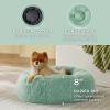 imageBedsure Calming Cat Beds for Indoor Cats  Small Cat Bed Washable 20 inches AntiSlip Round Fluffy Plush Faux Fur Pet Bed Fits up to 15 lbs Pets Aqua BlueApple Green
