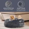imageBedsure Calming Cat Beds for Indoor Cats  Small Cat Bed Washable 20 inches AntiSlip Round Fluffy Plush Faux Fur Pet Bed Fits up to 15 lbs Pets Aqua BlueDark Grey