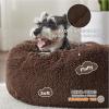 imageBedsure Calming Cat Beds for Indoor Cats  Small Cat Bed Washable 20 inches AntiSlip Round Fluffy Plush Faux Fur Pet Bed Fits up to 15 lbs Pets Aqua BlueCoffee