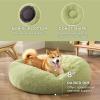 imageBedsure Calming Cat Beds for Indoor Cats  Small Cat Bed Washable 20 inches AntiSlip Round Fluffy Plush Faux Fur Pet Bed Fits up to 15 lbs Pets Aqua BlueGreen