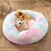 imageBedsure Calming Cat Beds for Indoor Cats  Small Cat Bed Washable 20 inches AntiSlip Round Fluffy Plush Faux Fur Pet Bed Fits up to 15 lbs Pets Aqua BlueMulti Color