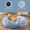 imageBedsure Calming Cat Beds for Indoor Cats  Small Cat Bed Washable 20 inches AntiSlip Round Fluffy Plush Faux Fur Pet Bed Fits up to 15 lbs Pets Aqua BlueLight Blue