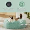 imageBedsure Calming Cat Beds for Indoor Cats  Small Cat Bed Washable 20 inches AntiSlip Round Fluffy Plush Faux Fur Pet Bed Fits up to 15 lbs Pets Aqua BlueApple Green