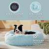 imageBedsure Calming Cat Beds for Indoor Cats  Small Cat Bed Washable 20 inches AntiSlip Round Fluffy Plush Faux Fur Pet Bed Fits up to 15 lbs Pets Aqua BlueAqua Blue