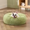 imageBedsure Calming Cat Beds for Indoor Cats  Small Cat Bed Washable 20 inches AntiSlip Round Fluffy Plush Faux Fur Pet Bed Fits up to 15 lbs Pets Aqua BlueGreen