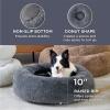 imageBedsure Calming Cat Beds for Indoor Cats  Small Cat Bed Washable 20 inches AntiSlip Round Fluffy Plush Faux Fur Pet Bed Fits up to 15 lbs Pets Aqua BlueDark Grey