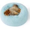 imageBedsure Calming Cat Beds for Indoor Cats  Small Cat Bed Washable 20 inches AntiSlip Round Fluffy Plush Faux Fur Pet Bed Fits up to 15 lbs Pets Aqua BlueAqua Blue