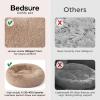 imageBedsure Calming Cat Beds for Indoor Cats  Small Cat Bed Washable 20 inches AntiSlip Round Fluffy Plush Faux Fur Pet Bed Fits up to 15 lbs Pets Aqua BlueCamel
