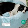imageBedsure Calming Cat Beds for Indoor Cats  Small Cat Bed Washable 20 inches AntiSlip Round Fluffy Plush Faux Fur Pet Bed Fits up to 15 lbs Pets Aqua BlueAqua Blue