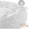 imageBedsure Calming Cat Beds for Indoor Cats  Small Cat Bed Washable 20 inches AntiSlip Round Fluffy Plush Faux Fur Pet Bed Fits up to 15 lbs Pets Aqua BlueFrost Grey