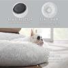 imageBedsure Calming Cat Beds for Indoor Cats  Small Cat Bed Washable 20 inches AntiSlip Round Fluffy Plush Faux Fur Pet Bed Fits up to 15 lbs Pets Aqua BlueFrost Grey
