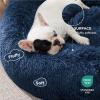 imageBedsure Calming Cat Beds for Indoor Cats  Small Cat Bed Washable 20 inches AntiSlip Round Fluffy Plush Faux Fur Pet Bed Fits up to 15 lbs Pets Aqua BlueNavy