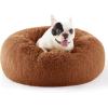 imageBedsure Calming Cat Beds for Indoor Cats  Small Cat Bed Washable 20 inches AntiSlip Round Fluffy Plush Faux Fur Pet Bed Fits up to 15 lbs Pets Aqua BlueCopper