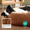 imageBedsure Calming Cat Beds for Indoor Cats  Small Cat Bed Washable 20 inches AntiSlip Round Fluffy Plush Faux Fur Pet Bed Fits up to 15 lbs Pets Aqua BlueCopper