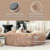 imageBedsure Calming Cat Beds for Indoor Cats  Small Cat Bed Washable 20 inches AntiSlip Round Fluffy Plush Faux Fur Pet Bed Fits up to 15 lbs Pets Aqua BlueCamel