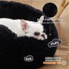 imageBedsure Calming Cat Beds for Indoor Cats  Small Cat Bed Washable 20 inches AntiSlip Round Fluffy Plush Faux Fur Pet Bed Fits up to 15 lbs Pets Aqua BlueBlack