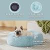 imageBedsure Calming Cat Beds for Indoor Cats  Small Cat Bed Washable 20 inches AntiSlip Round Fluffy Plush Faux Fur Pet Bed Fits up to 15 lbs Pets Aqua BlueAqua Blue