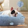imageBedsure Calming Cat Beds for Indoor Cats  Small Cat Bed Washable 20 inches AntiSlip Round Fluffy Plush Faux Fur Pet Bed Fits up to 15 lbs Pets Aqua BlueLight Blue