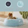 imageBedsure Calming Cat Beds for Indoor Cats  Small Cat Bed Washable 20 inches AntiSlip Round Fluffy Plush Faux Fur Pet Bed Fits up to 15 lbs Pets Aqua BlueAqua Blue