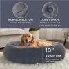 imageBedsure Calming Cat Beds for Indoor Cats  Small Cat Bed Washable 20 inches AntiSlip Round Fluffy Plush Faux Fur Pet Bed Fits up to 15 lbs Pets Aqua BlueDark Grey