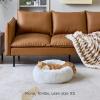 imageBedsure Calming Cat Beds for Indoor Cats  Small Cat Bed Washable 20 inches AntiSlip Round Fluffy Plush Faux Fur Pet Bed Fits up to 15 lbs Pets Aqua BlueFrost Grey
