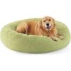 imageBedsure Calming Cat Beds for Indoor Cats  Small Cat Bed Washable 20 inches AntiSlip Round Fluffy Plush Faux Fur Pet Bed Fits up to 15 lbs Pets Aqua BlueGreen
