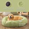 imageBedsure Calming Cat Beds for Indoor Cats  Small Cat Bed Washable 20 inches AntiSlip Round Fluffy Plush Faux Fur Pet Bed Fits up to 15 lbs Pets Aqua BlueGreen