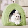 imageBedsure Cat Beds for Indoor  2 in 1 Cat Cave House Tent for Kittens and Small Pets with Removable Washable Cushioned Pillow Foldable Kitten Hideaway with NonSlip Bottom Beige 16 inchesGreen