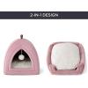 imageBedsure Cat Beds for Indoor  2 in 1 Cat Cave House Tent for Kittens and Small Pets with Removable Washable Cushioned Pillow Foldable Kitten Hideaway with NonSlip Bottom Beige 16 inchesPink