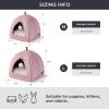 imageBedsure Cat Beds for Indoor  2 in 1 Cat Cave House Tent for Kittens and Small Pets with Removable Washable Cushioned Pillow Foldable Kitten Hideaway with NonSlip Bottom Beige 16 inchesPink