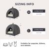 imageBedsure Cat Beds for Indoor  2 in 1 Cat Cave House Tent for Kittens and Small Pets with Removable Washable Cushioned Pillow Foldable Kitten Hideaway with NonSlip Bottom Beige 16 inchesDark Grey