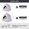 imageBedsure Cat Beds for Indoor  2 in 1 Cat Cave House Tent for Kittens and Small Pets with Removable Washable Cushioned Pillow Foldable Kitten Hideaway with NonSlip Bottom Beige 16 inchesPurple