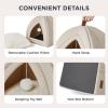 imageBedsure Cat Beds for Indoor  2 in 1 Cat Cave House Tent for Kittens and Small Pets with Removable Washable Cushioned Pillow Foldable Kitten Hideaway with NonSlip Bottom Beige 16 inchesBeige