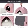 imageBedsure Cat Beds for Indoor  2 in 1 Cat Cave House Tent for Kittens and Small Pets with Removable Washable Cushioned Pillow Foldable Kitten Hideaway with NonSlip Bottom Beige 16 inchesPink