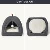 imageBedsure Cat Beds for Indoor  2 in 1 Cat Cave House Tent for Kittens and Small Pets with Removable Washable Cushioned Pillow Foldable Kitten Hideaway with NonSlip Bottom Beige 16 inchesDark Grey