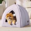 imageBedsure Cat Beds for Indoor  2 in 1 Cat Cave House Tent for Kittens and Small Pets with Removable Washable Cushioned Pillow Foldable Kitten Hideaway with NonSlip Bottom Beige 16 inchesPurple