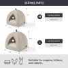 imageBedsure Cat Beds for Indoor  2 in 1 Cat Cave House Tent for Kittens and Small Pets with Removable Washable Cushioned Pillow Foldable Kitten Hideaway with NonSlip Bottom Beige 16 inchesKhaki