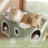 imageBedsure Cat Beds for Indoor Cats  Large Cat Cave for Pet Cat House with Fluffy Ball Hanging and Scratch Pad Foldable Cat Hideaway 165x165x13 inches Loden GreenGreen