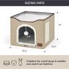 imageBedsure Cat Beds for Indoor Cats  Large Cat Cave for Pet Cat House with Fluffy Ball Hanging and Scratch Pad Foldable Cat Hideaway 165x165x13 inches Loden GreenBrown