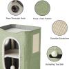 imageBedsure Cat Beds for Indoor Cats  Large Cat Cave for Pet Cat House with Fluffy Ball Hanging and Scratch Pad Foldable Cat Hideaway 165x165x13 inches Loden GreenGreen