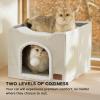 imageBedsure Cat Beds for Indoor Cats  Large Cat Cave for Pet Cat House with Fluffy Ball Hanging and Scratch Pad Foldable Cat Hideaway 165x165x13 inches Loden GreenIvory