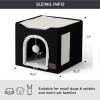 imageBedsure Cat Beds for Indoor Cats  Large Cat Cave for Pet Cat House with Fluffy Ball Hanging and Scratch Pad Foldable Cat Hideaway 165x165x13 inches Loden GreenBlack