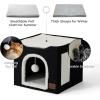 imageBedsure Cat Beds for Indoor Cats  Large Cat Cave for Pet Cat House with Fluffy Ball Hanging and Scratch Pad Foldable Cat Hideaway 165x165x13 inches Loden GreenBlack