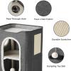 imageBedsure Cat Beds for Indoor Cats  Large Cat Cave for Pet Cat House with Fluffy Ball Hanging and Scratch Pad Foldable Cat Hideaway 165x165x13 inches Loden GreenDark Grey