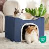 imageBedsure Cat Beds for Indoor Cats  Large Cat Cave for Pet Cat House with Fluffy Ball Hanging and Scratch Pad Foldable Cat Hideaway 165x165x13 inches Loden GreenBlue
