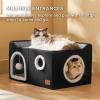 imageBedsure Cat Beds for Indoor Cats  Large Cat Cave for Pet Cat House with Fluffy Ball Hanging and Scratch Pad Foldable Cat Hideaway 165x165x13 inches Loden GreenBlack