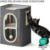 imageBedsure Cat Beds for Indoor Cats  Large Cat Cave for Pet Cat House with Fluffy Ball Hanging and Scratch Pad Foldable Cat Hideaway 165x165x13 inches Loden GreenDark Grey