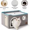 imageBedsure Cat Beds for Indoor Cats  Large Cat Cave for Pet Cat House with Fluffy Ball Hanging and Scratch Pad Foldable Cat Hideaway 165x165x13 inches Loden GreenGrey