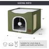 imageBedsure Cat Beds for Indoor Cats  Large Cat Cave for Pet Cat House with Fluffy Ball Hanging and Scratch Pad Foldable Cat Hideaway 165x165x13 inches Loden GreenLoden Green